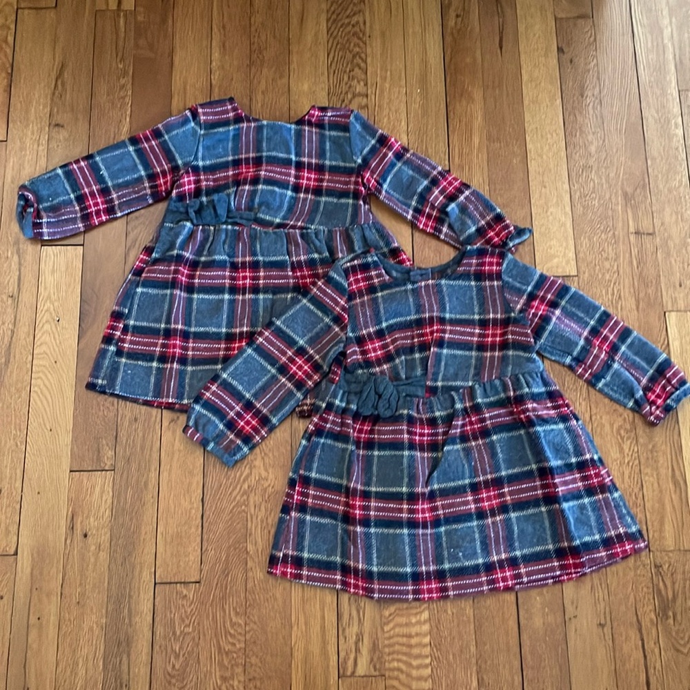 Zara kids 2-3year wool plaid dress in grey/red plaid